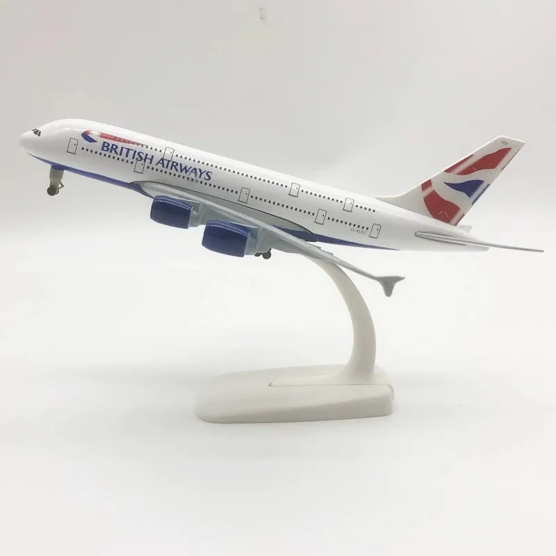 20cm British Airways A380 Model Plane Metal 1/400 Scale Planes Collectible Miniatures Gift By Aviation Displays Aircraft