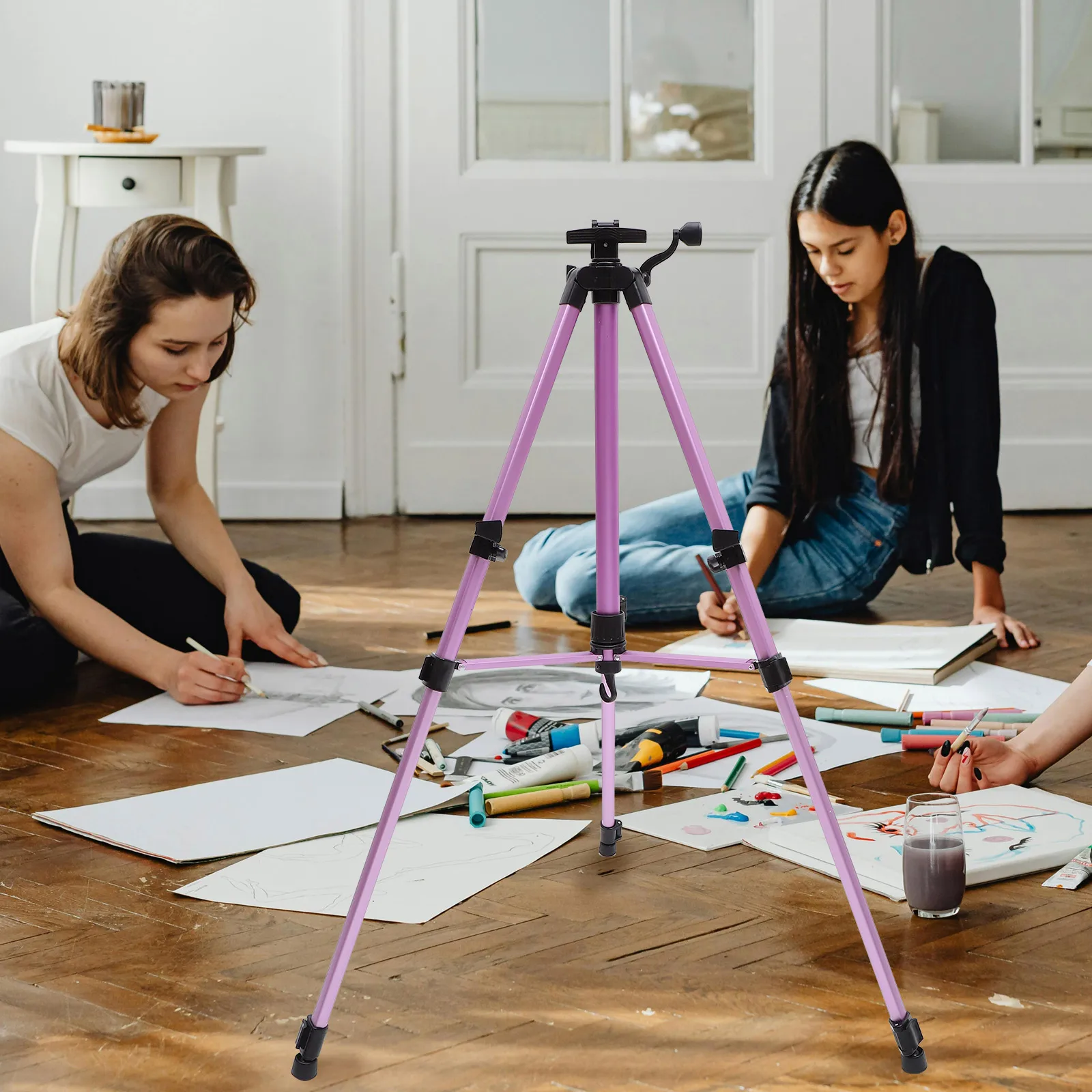 

Aluminum Alloy Foldable Easel Sketch Board Holder Tripod St for Painting Drawing Adjustable Height Non Slip Base Lightweight