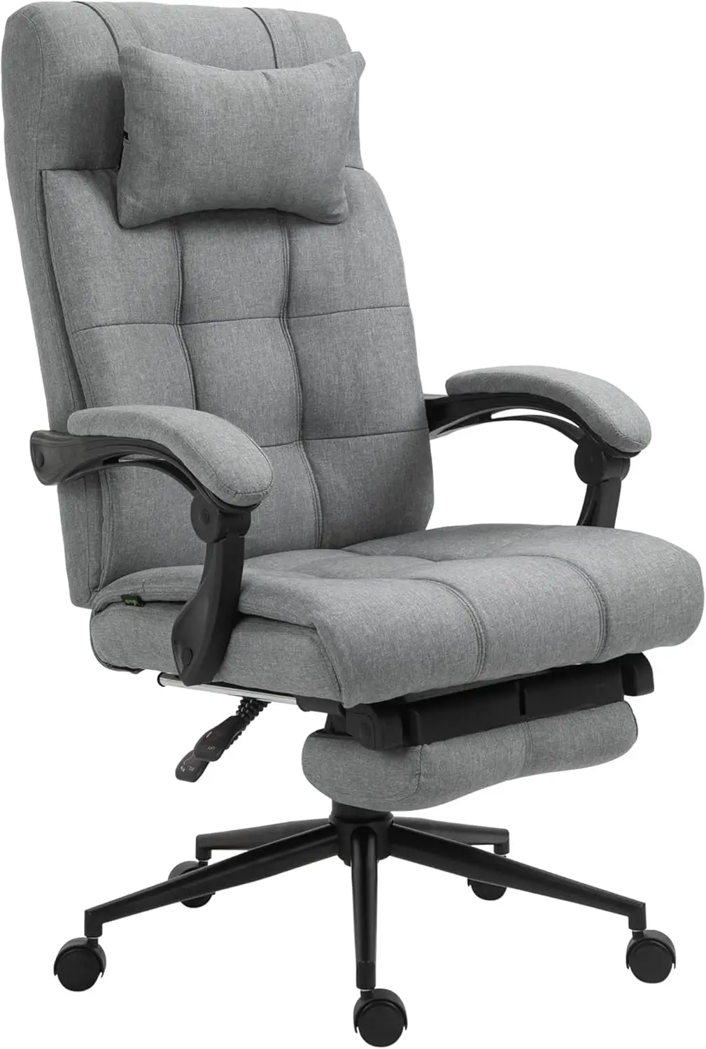 

Executive Linen-Feel Fabric Office Chair High Ba Swivel Task Chair With Adjustable Height Upholstered Retractable Footrest,