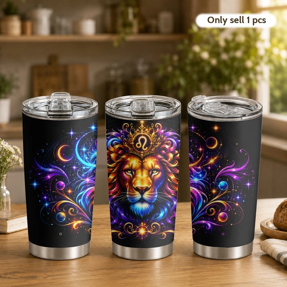 Twelve Zodiac Vacuum Flasks 20oz Vacuum Flask Double Wall Insulated Coffee Tumbler With Lid&Straw For Hot Cold Drinks&gift