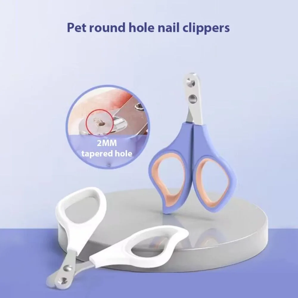 Anti Accidental Cat Nail Clippers Non-slip Stainless Steel Claw Grooming Scissors Hole Design Pet Nails Scissors Small Cat Dog