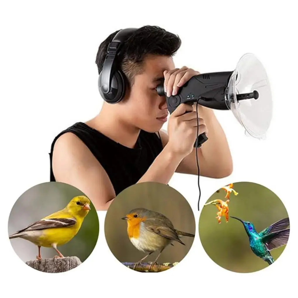 Parabolic Microphone Monocular 8X Wide Distance Birds Listening Bowl Directional Microphone Bird Listening Telescope