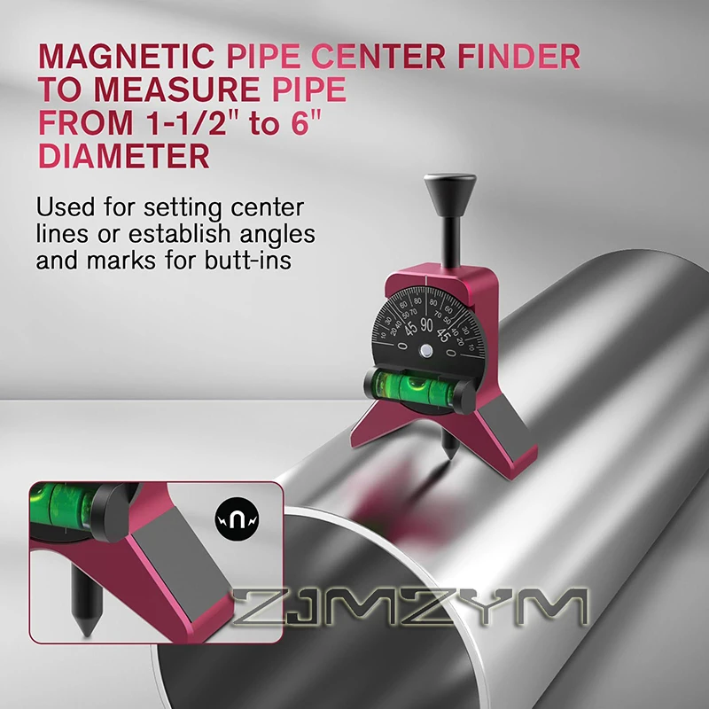 Pipe Center Finder, Pipefitter Tools W/magnetic Centering Head Y-type Pipe Fitting Tools W/adjustable Dial Bubble Protractor