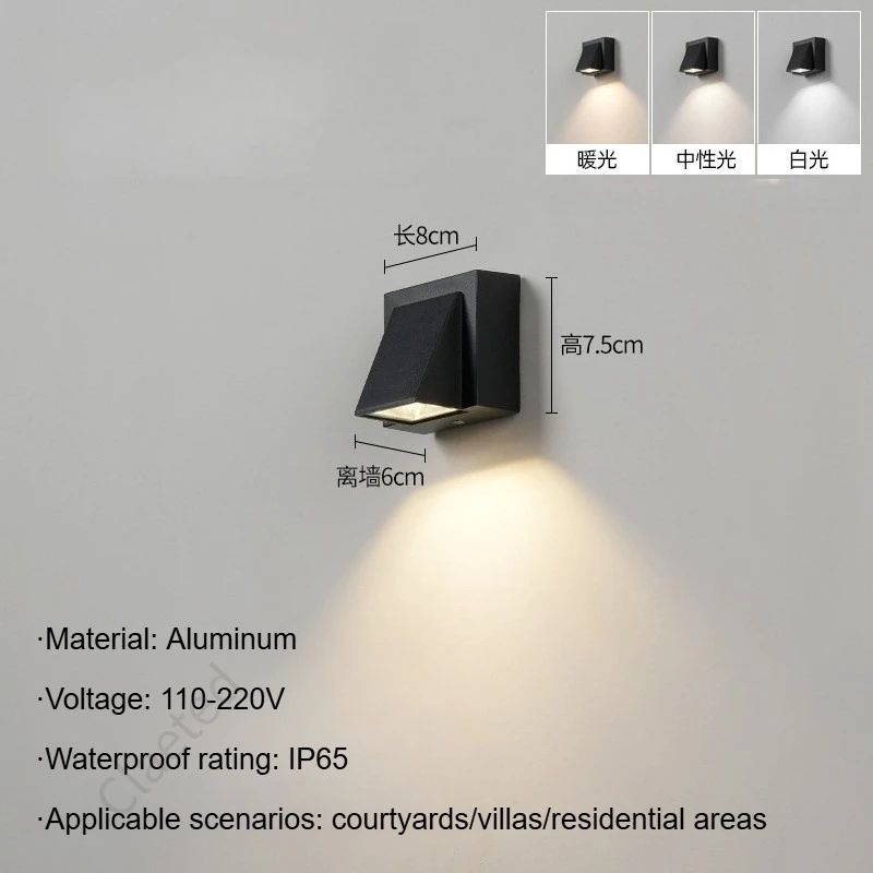 LED Outdoor Waterproof Wall Lamp Modern and Simple Home Lighting Fixture for Villa Courtyard Corridor