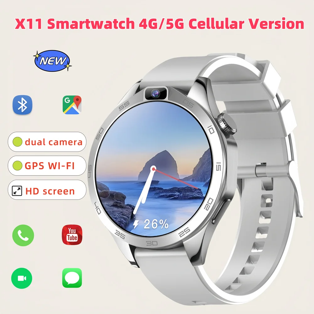 

X11 Новые умные часы 5G Android 8.1, TFT-экран, n, двойные камеры высокой четкости 200 Вт, умные часы