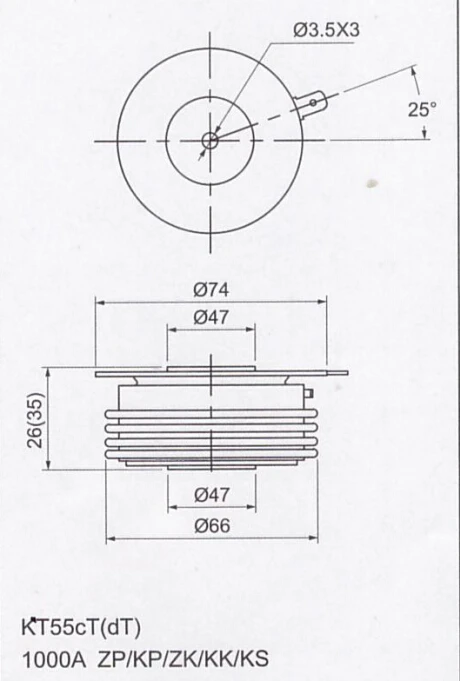 KK1000A2500V Fast Thyristor KK1000A-25 KK1000A/2500V