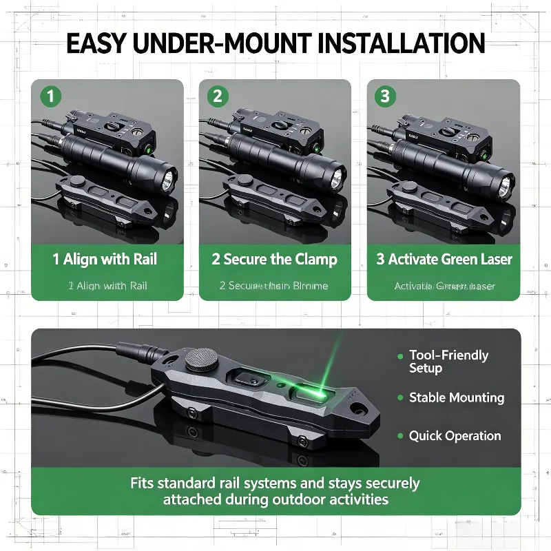 CQBL-1 Green Locating Laser Type-C Rechargeable Nylon Shell Wired Remote Control Fit 20mm Hobby Model Rail Accessory