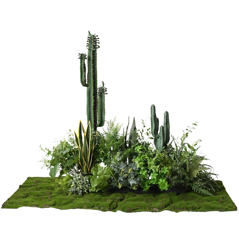 Simulation cactus potted plant landscaping set, indoor mall window plant decoration