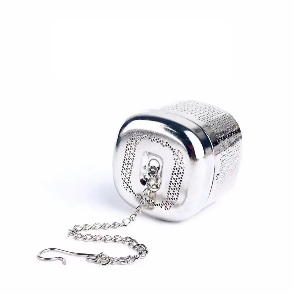 

2 Set Teaware Stainless Steel Square Tea Infuser Ball Fine Mesh Tea Filter Chain Design with Tray Tea Strainer Cooking