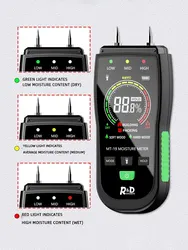 Moisture meter for wood concrete construction - MT19 digital moisture meter for walls or firewood with illuminated light