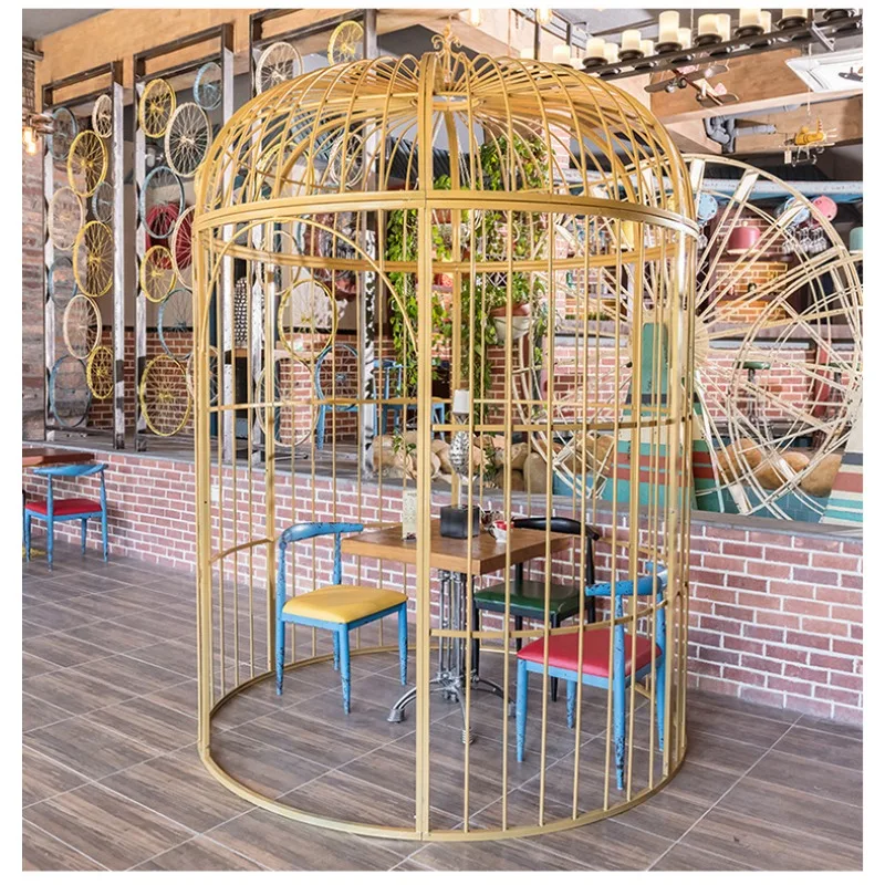 

Decorative king-size bird cage decoration Hot pot shop bird cage Outdoor large golden bird cage