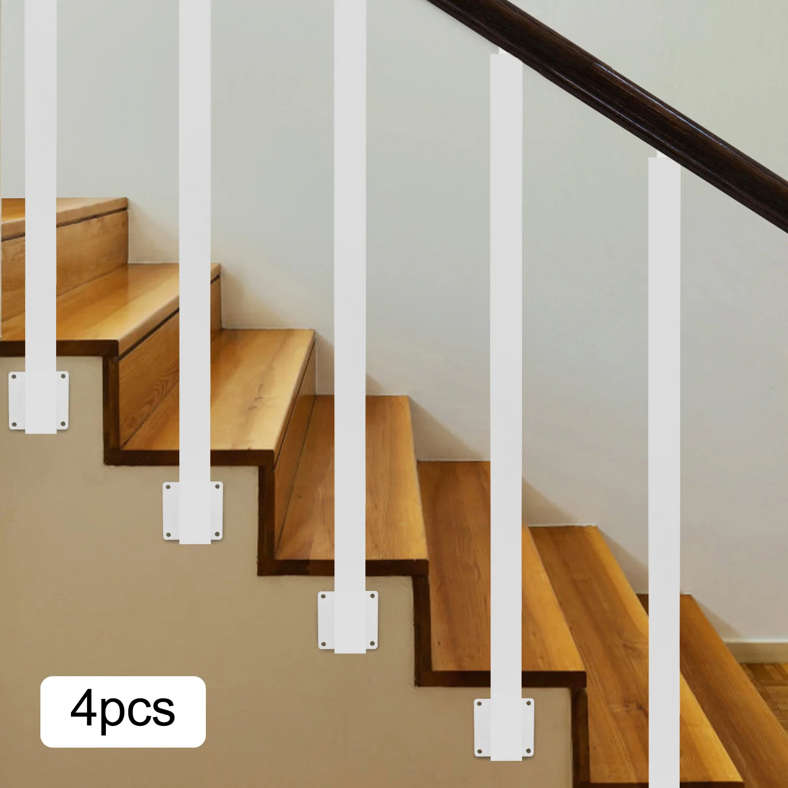 4 Pieces of 95cm Stair Railing Side Installation - White, , , Suitable for Staircases, Villas, Entrances, Corridors