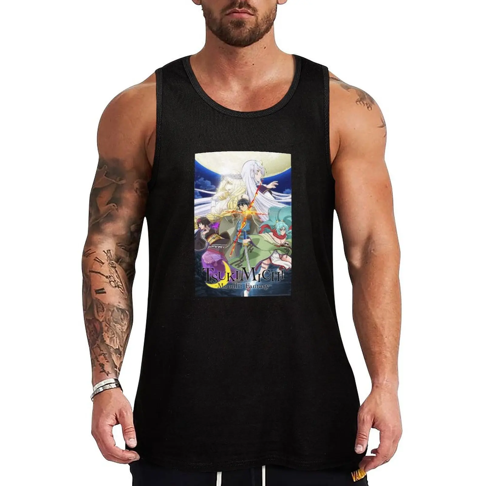 Tsuki ga Michibiku Isekai Dōchū Camiseta sin mangas con estampado moderno y gráfico