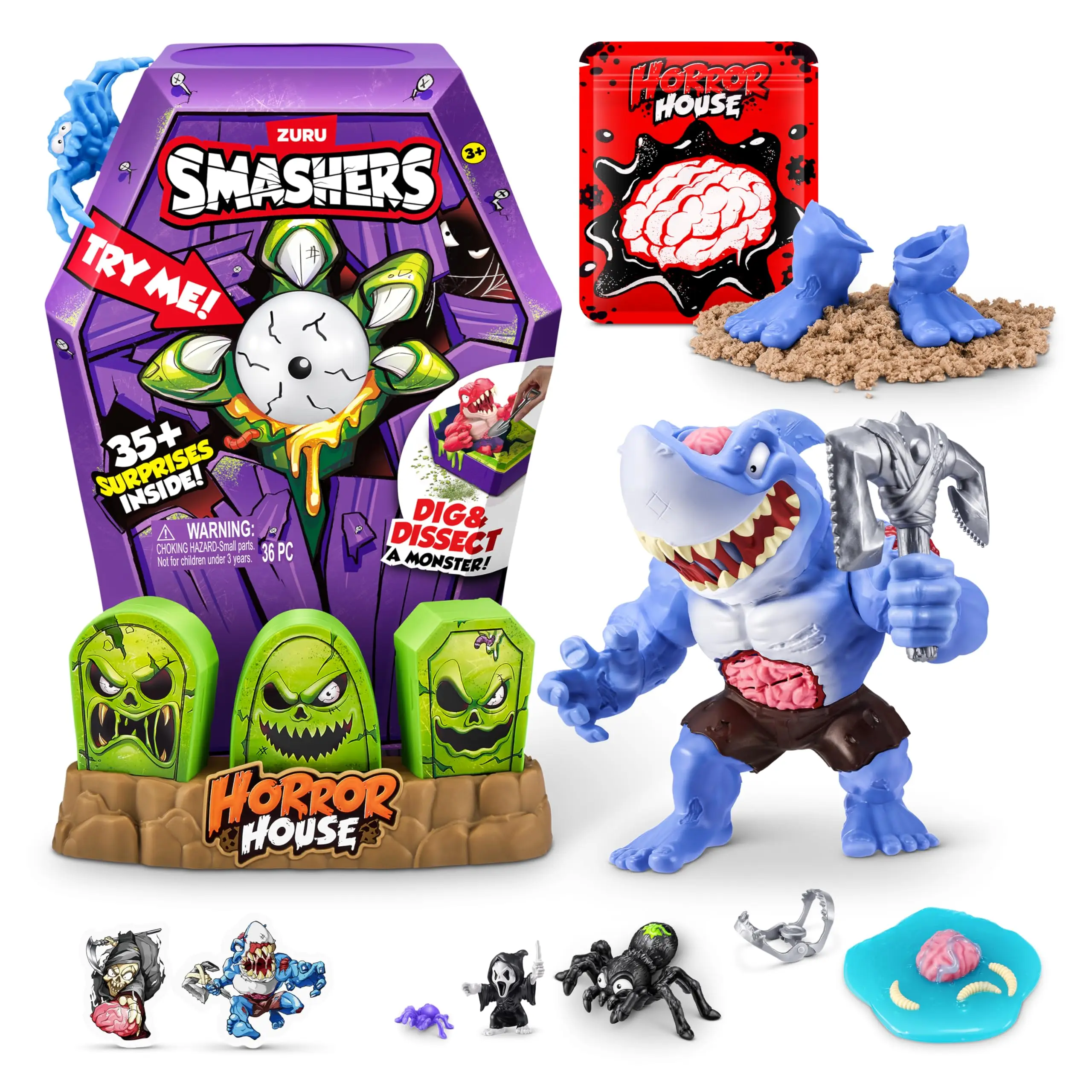 ZURU Smashers Horror House Series Blood Shark Zombie Rex Brain