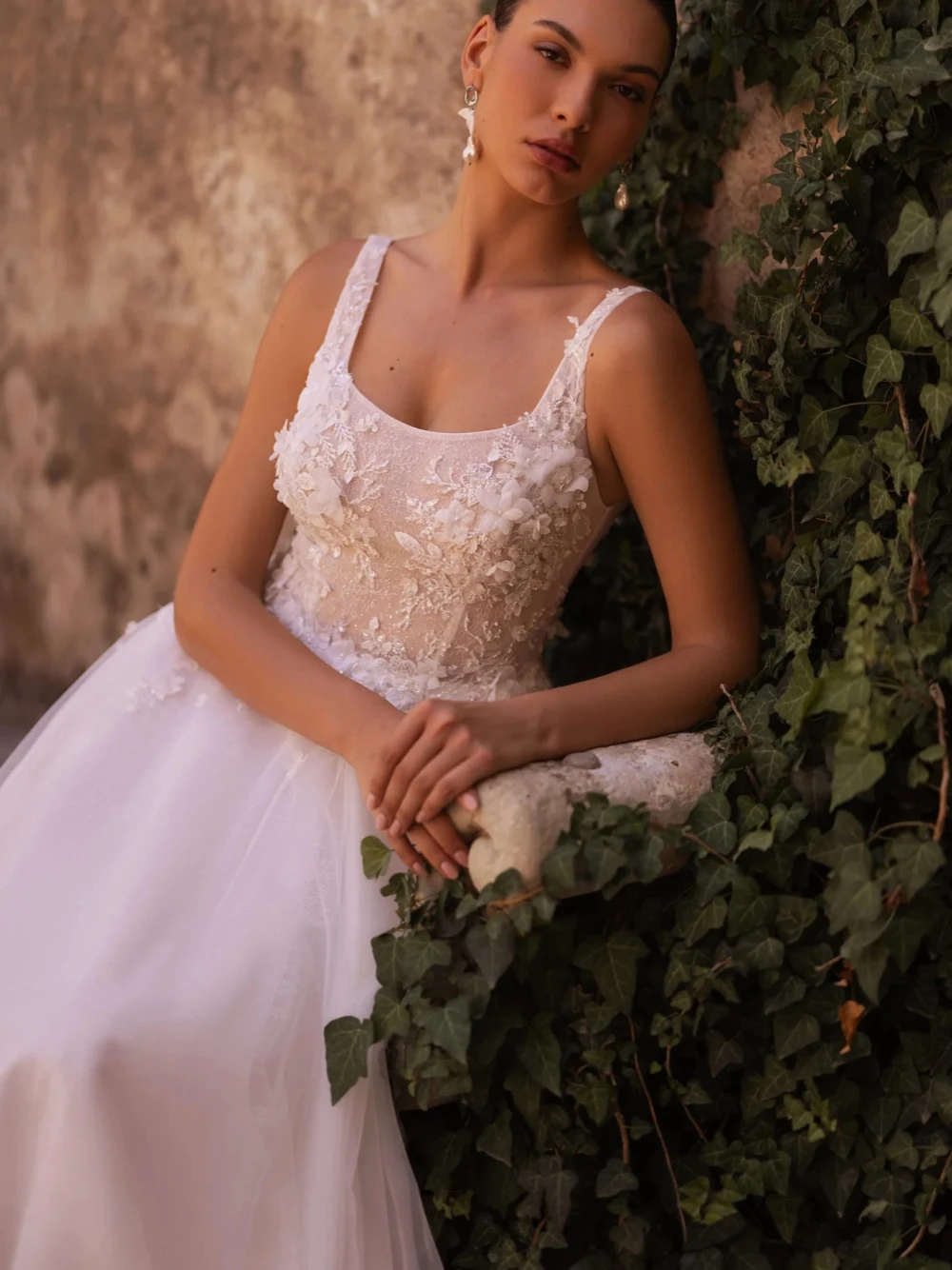 Romantico abito da sposa con collo quadrato perle Appliques a-line abito da sposa elegante cerniera posteriore abiti da sposa Vestidos De Novia