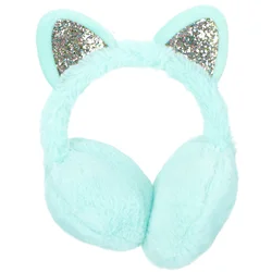 Winter Kids Cat Plush Headband Warm Light Green Protection Cover Child Cuff