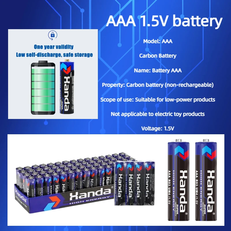 

AAA 1.5V Disposable No.7 Carbon Zinc Manganese Dry Battery Suitable for Weight Scale Wall Chart Electronic Clock Toy
