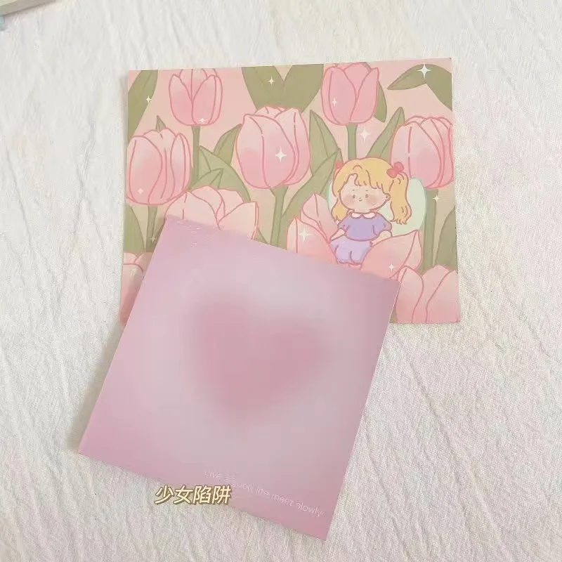 50sheets INS Aesthetic Blush Gradient Memo Pad Mini Portable Student Pocket Notepad Sticky Notes Refrigerator List Note Paper