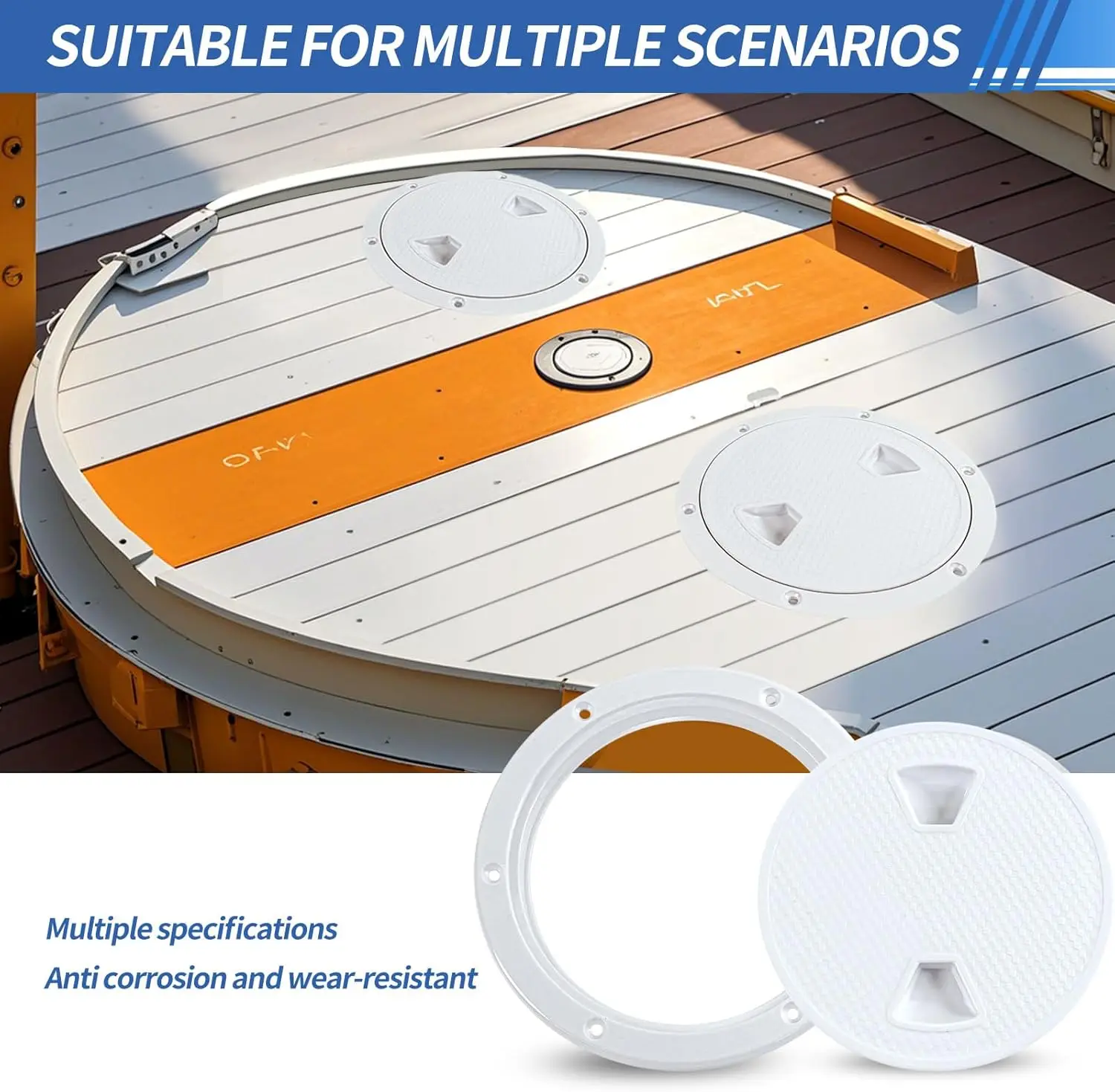 4 6 8 นิ้ว ABS รอบดาดฟ้าตรวจสอบ Access Hatch พลาสติกสีขาวเรือตรวจสอบแผ่นสําหรับเรือ Yacht Marine