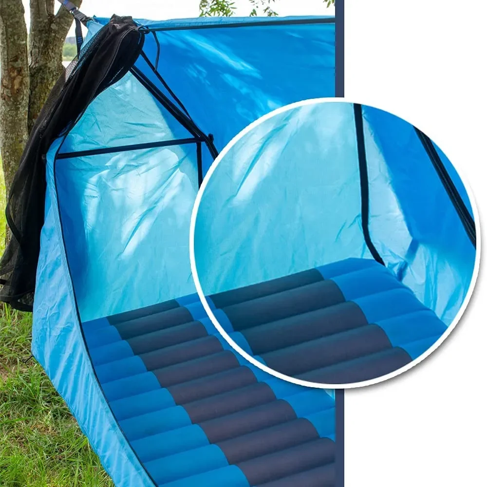 WQ New product new design convenient for outdoor sports folding nylon hammock with mosquito net and sleeping mat