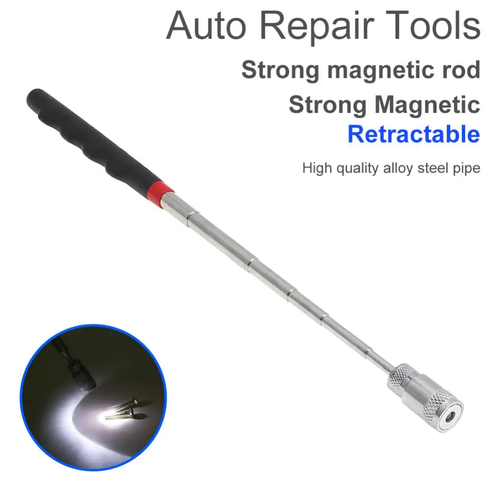 Imagem -02 - Magnético Telescópica Pick up Ferramenta Led Luz Flexível Mola Ímã Captador Ferramenta Grabber para Lixo Pegar Extensão do Braço