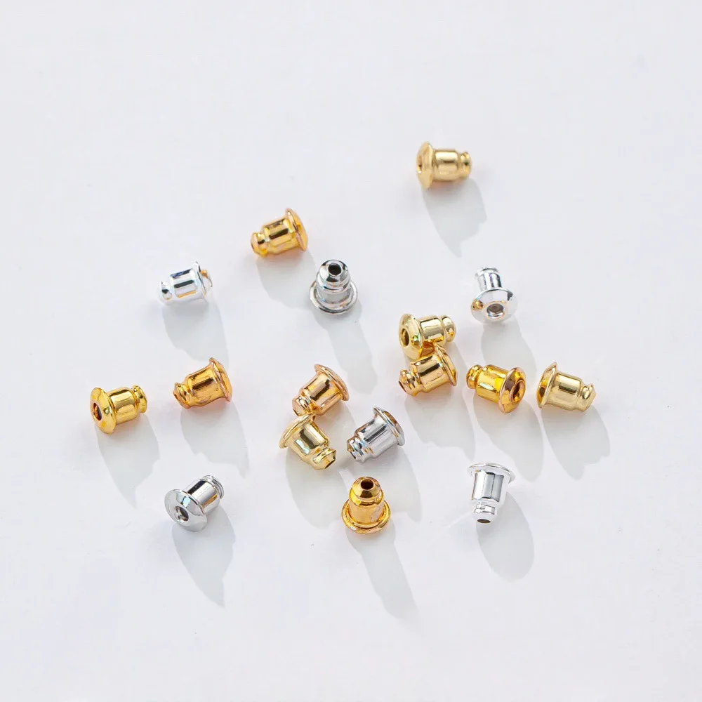 Gold Plated Color Retention Bullet Ear Backs, DIY Earring Accessories（4 pcs）