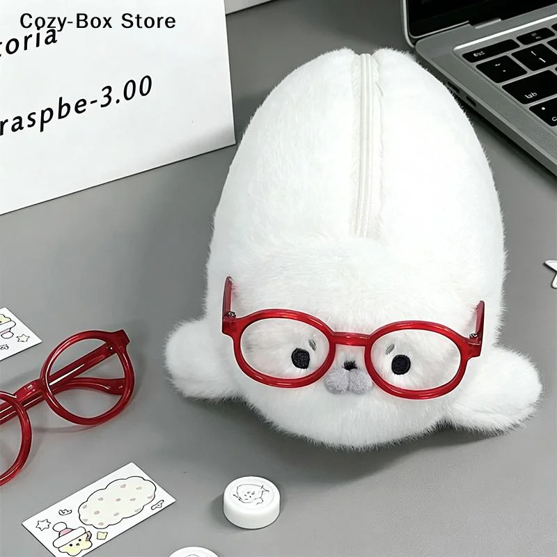 [ZY]Funny Cute Seal Doll Pencil Case High Aesthetic Value Storage Bag Large Capacity Plush Stationery Bag School Supplies[ZY] - view 6