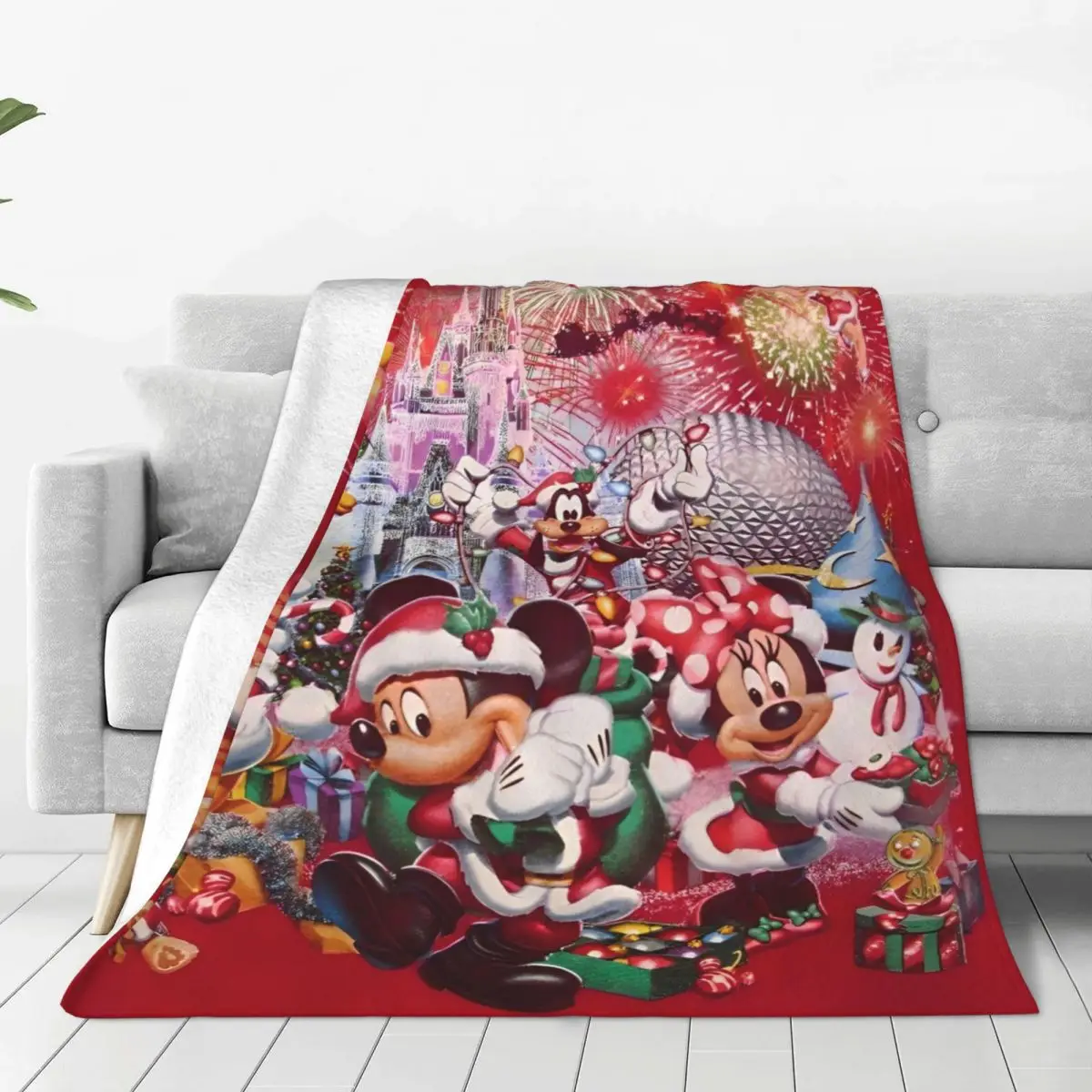 

Christmas Mickey Minnie Mouse Blanket Cute Cartoon Airplane Travel Flannel Throw Blanket For Living Room Soft Bedspread Gift