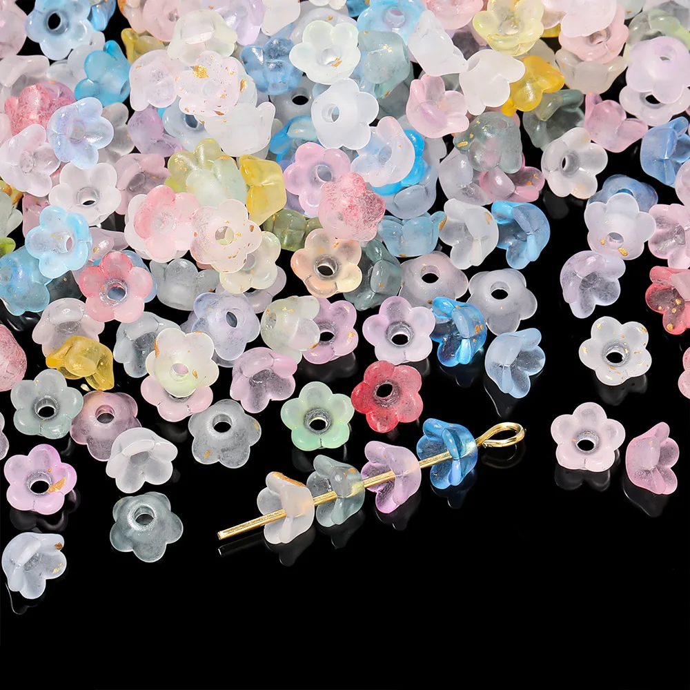 100/200/500 teile/lose 5,5*6mm Acryl Lilie Blume Perlen Farbige Spacer Perlen für DIY Schmuck Machen zubehör