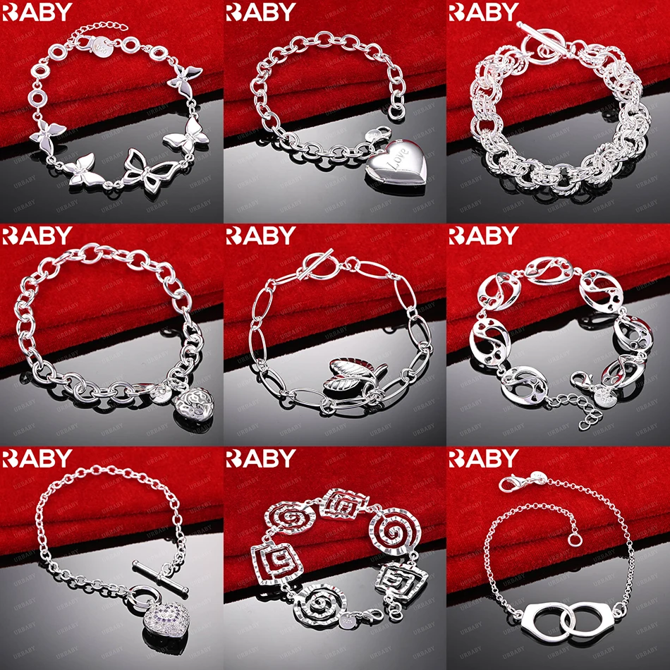 

URBABY 925 Sterling Silver Design Bracelet For Women Men Fashion Jewelry Charm Grace Noble Wedding Accessories