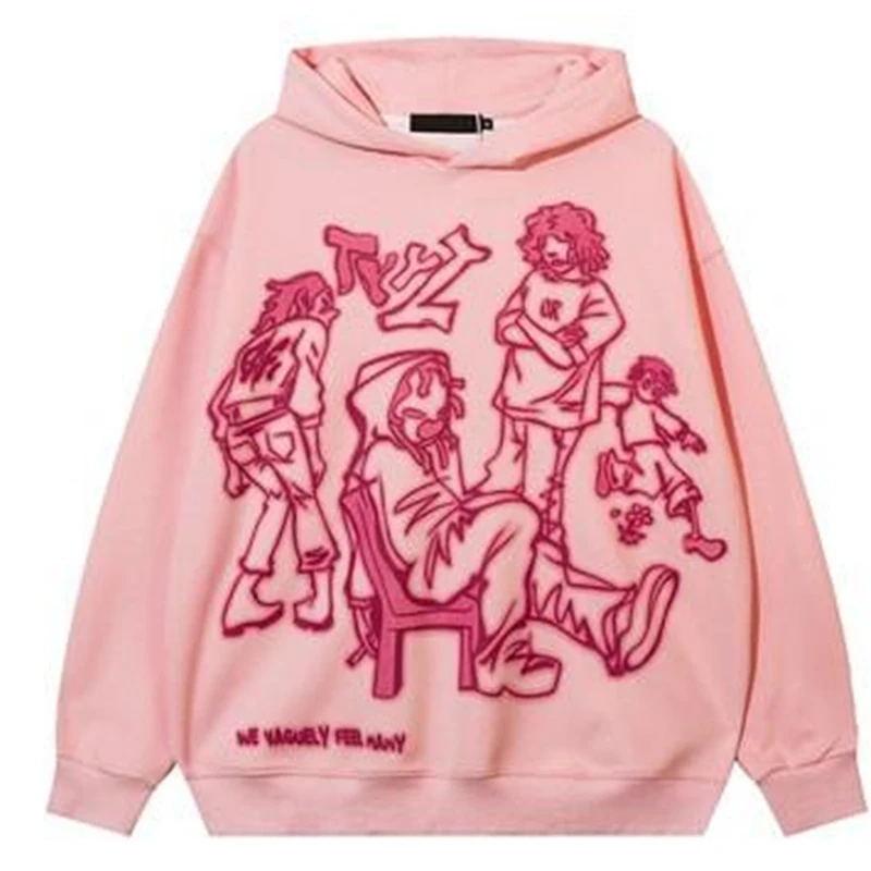 BIG PROMOTION Y2K KERESLINA Y2K fun cartoon print Harajuku cartoon hooded sweater in autumn and winter