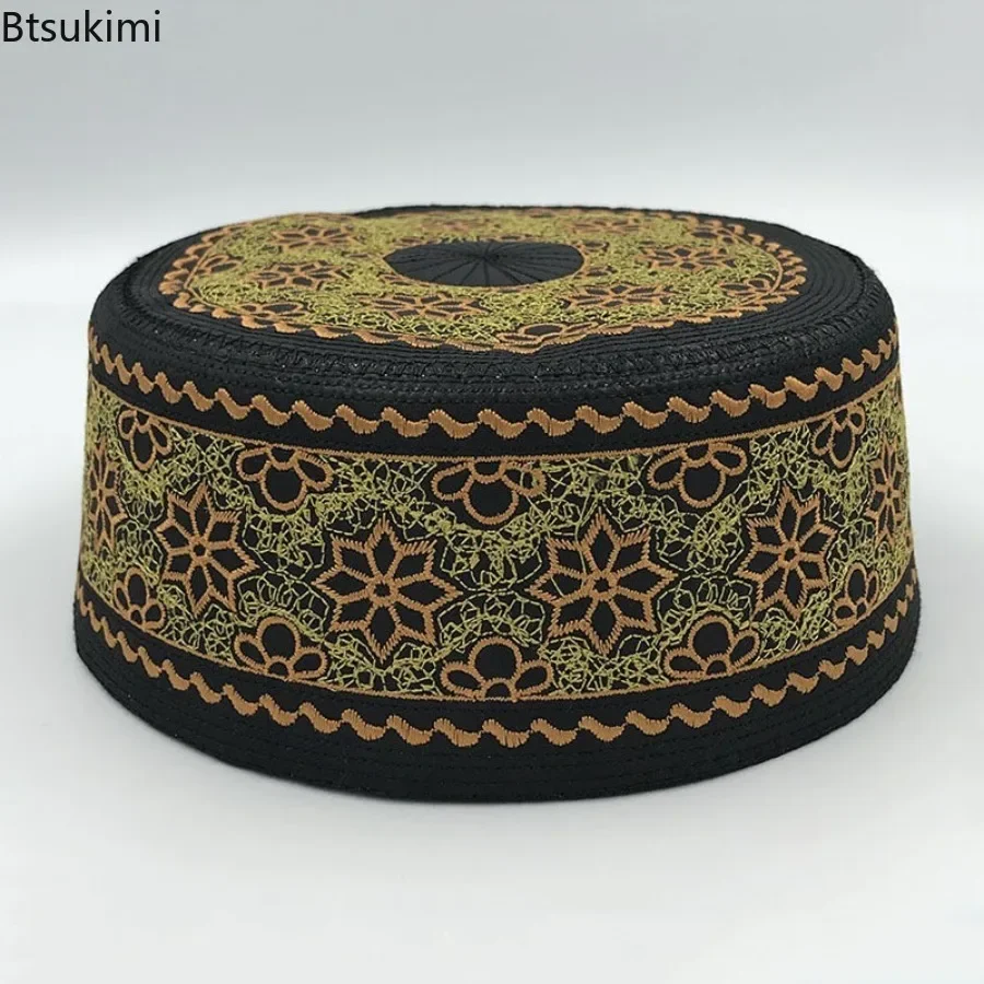 2026 Muslim Hats Men's Embroidery Turban Islam Prayer Hats Arab India Hijab Caps Ethnic Vintage Middle East Costume Accessories
