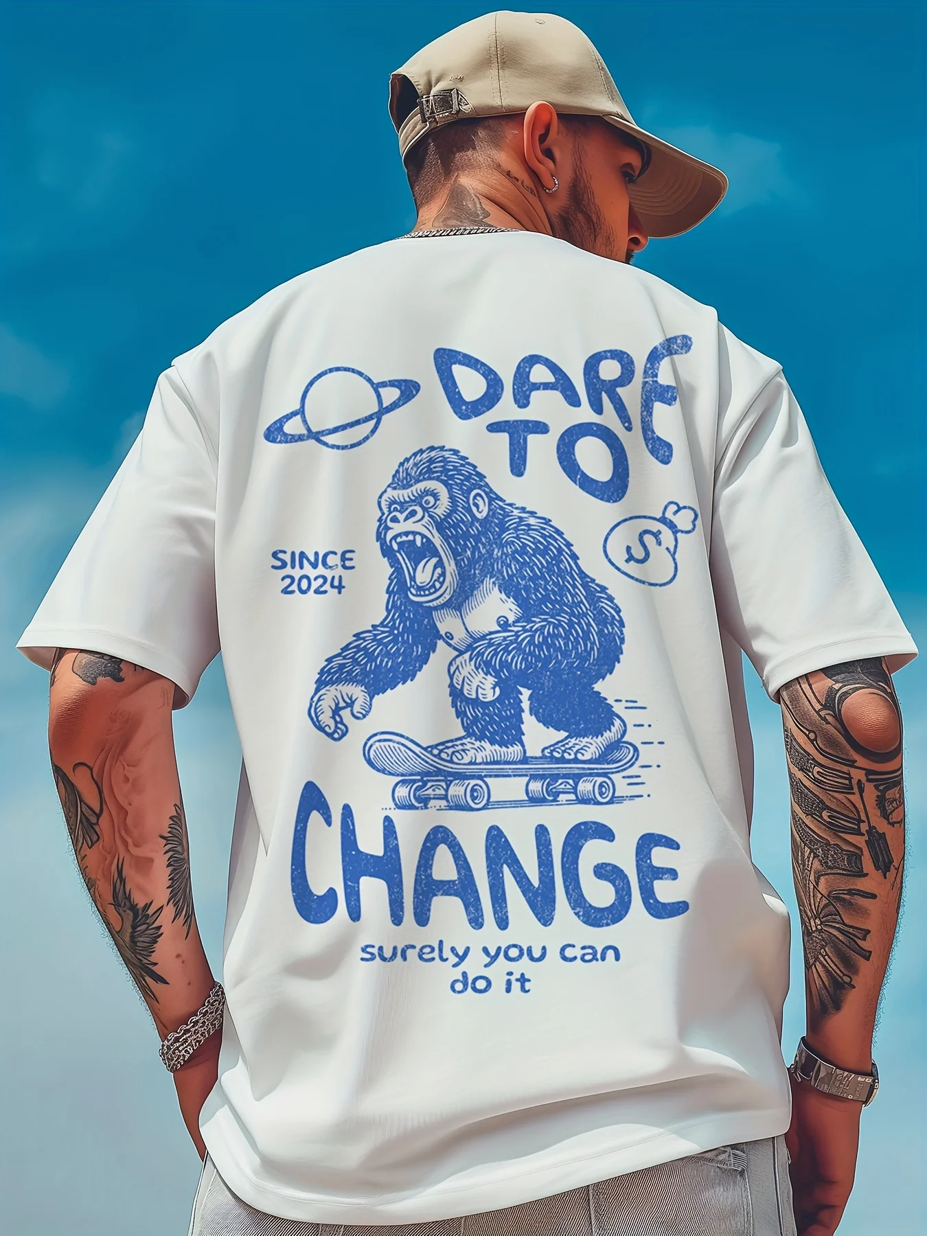 Summer Men Tshirts Gorilla Dragon Graphic Oversize O-neck Short Sleeve T-shirts For Men Casual Fashion Street Men's Clothing