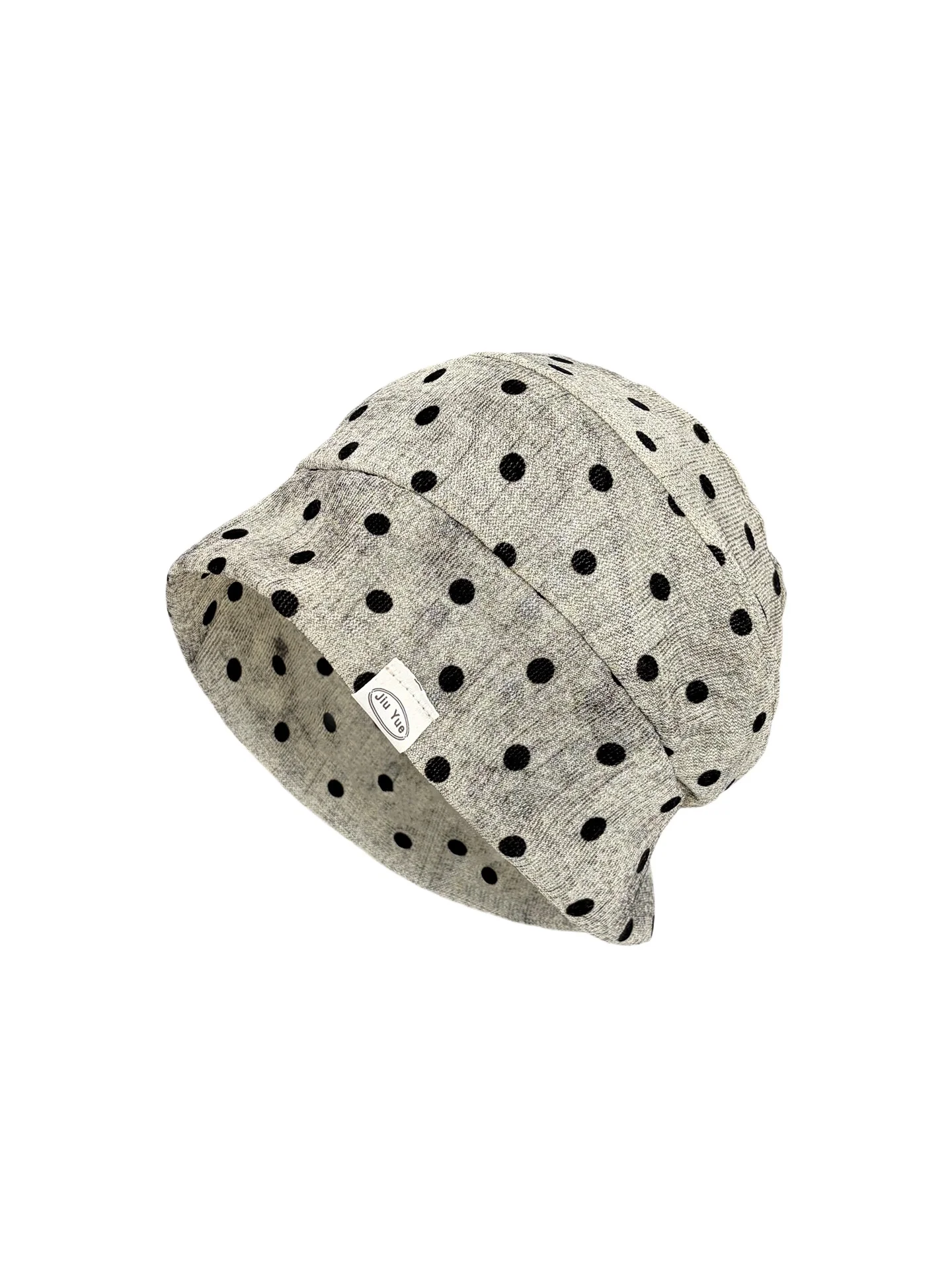 Korean retro polka dot pleated stacking hat women's summer thin breathable high-end fashion showing face small big head