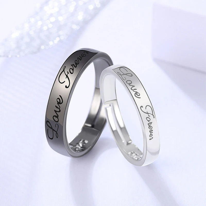 Klassischer offener Paarring mit Sonne und Mond für Damen und Herren, romantisch, schwarz, weiß, passender Fingerring-Set, Schmuck, Hochzeitstag, Geschenke – Detail 33