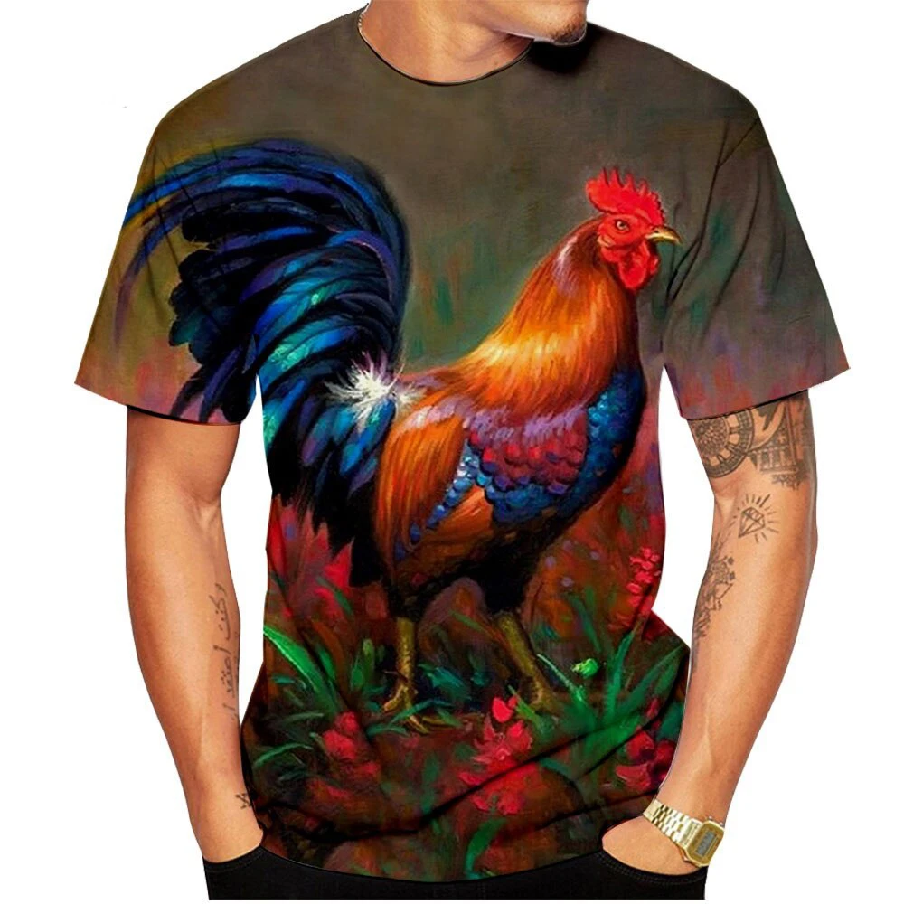 Animal Chicken T-Shirts Rooster 3D Print Men Women Round Neck Short Sleeve T Shirt Casual Hip Hop Top Harajuku Tees Man Clothing