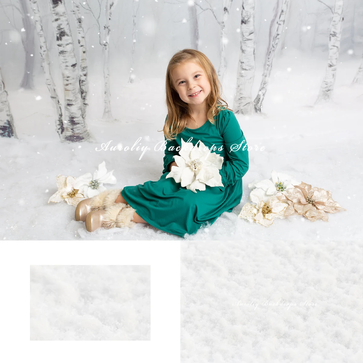 Snow Ground Backdrops Child Baby Photo Props Adult Kids Decors Winter Snow Landscape Floor Photography Photo Studio Backgrounds