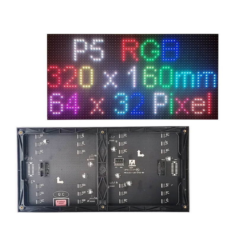 Shenzhen Factory High Resolution P5 Indoor 1/16 Scan 320*160mm 64*32 Pixels 3in1 RGB SMD Full Color LED Display Panel Module