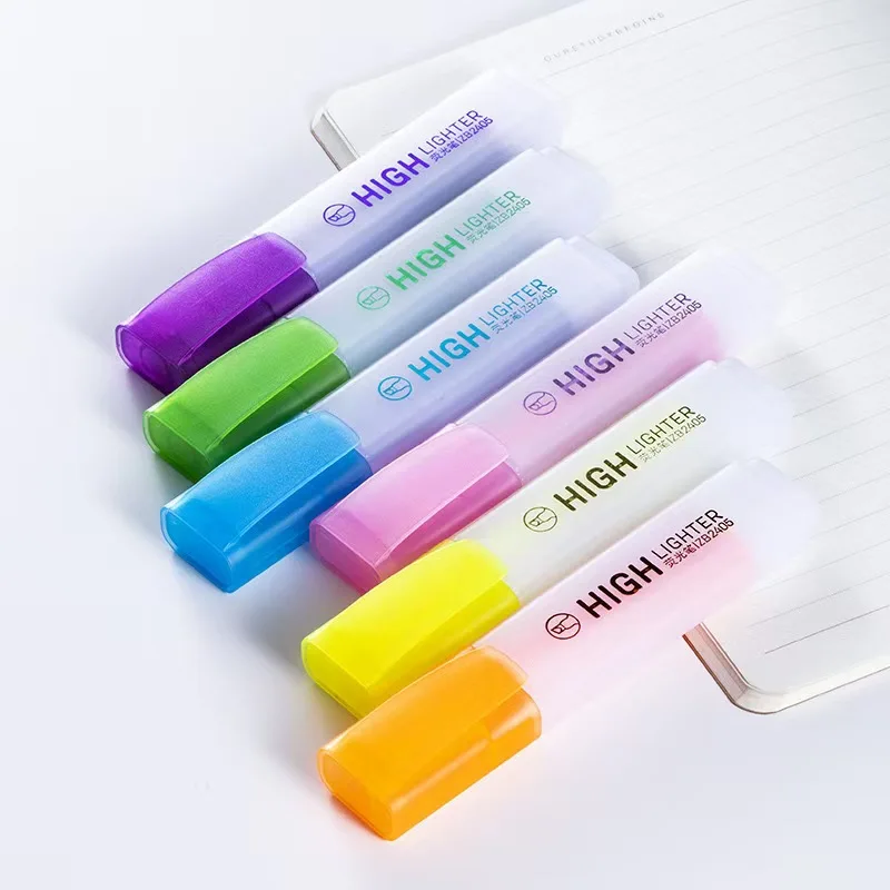 

6-Color Fluorescent Highlighter Pens Set Large Capacity Colorful Drawing student DIY Scrapbooking Marking Pens