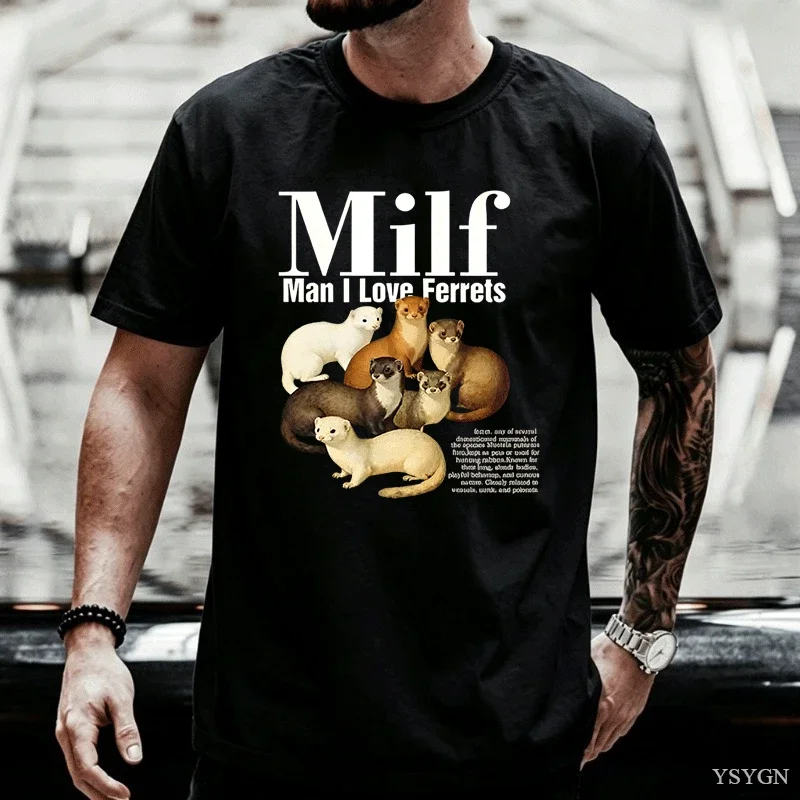 Man I Love Ferrets T-Shirt Men Women Vintage Style Unisex Tshirt Funny Short Sve Tee Comfortable Streetwear Male 2026 New Model