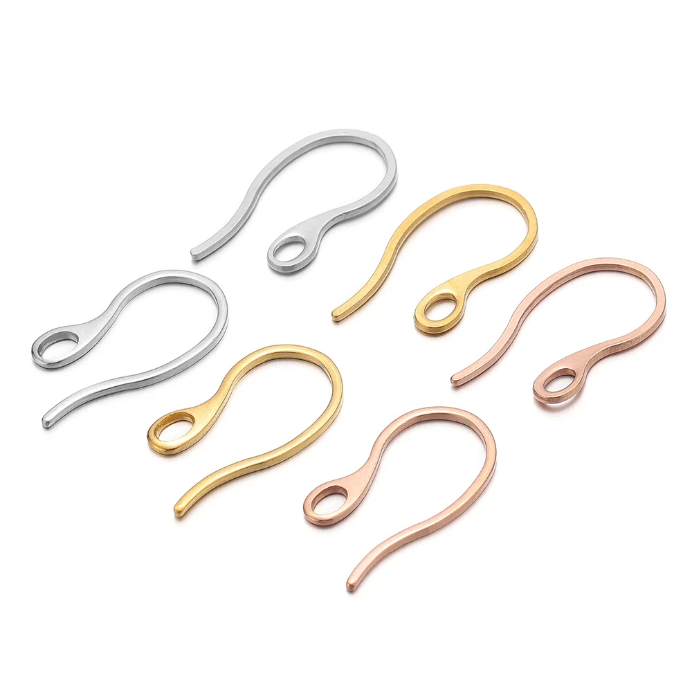 

50pcs Stainless Steel Rose Gold Flat Ear Wires Earrings Hooks Clasp for DIY Jewelry Findings Earring Making Handmade Supplies