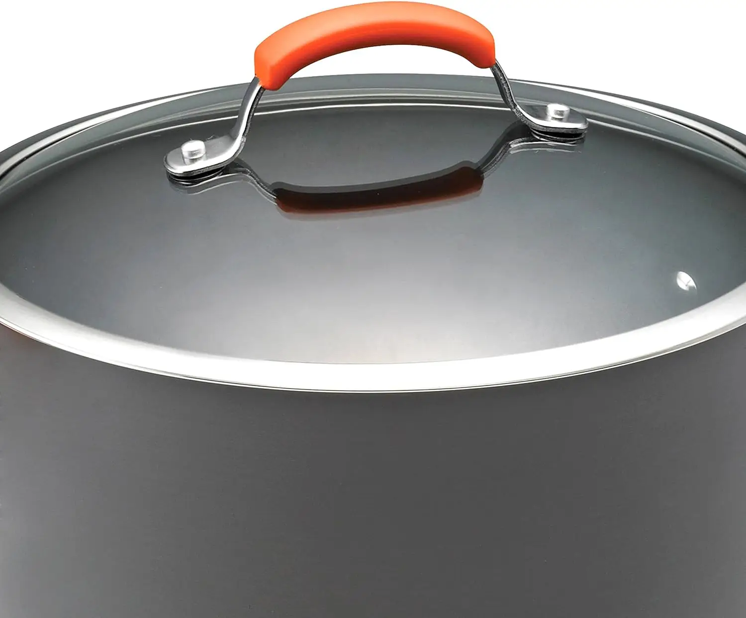 

Brights Hard Anodized Nonstick Stock Pot/Stockpot with Lid, 10 Quart, Gray with Orange Handles