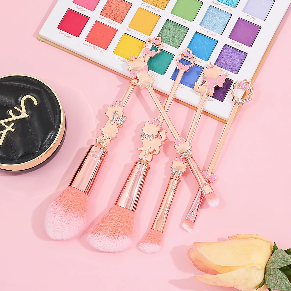ديزني لطيف الحلو الكرتون ماري القط ظلال العيون فرشاة مسحوق أحمر الخدود فرشاة ماكياج فرشاة مجموعة أدوات ماكياج المبتدئين هدية #5