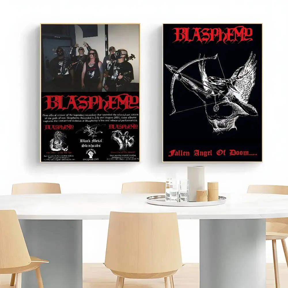 ملصق Blasphemys Death Metal Band عالي الدقة على الحائط اللاصق المقاوم للماء وغرفة المعيشة المنزلية وغرفة النوم والديكور الجمالي