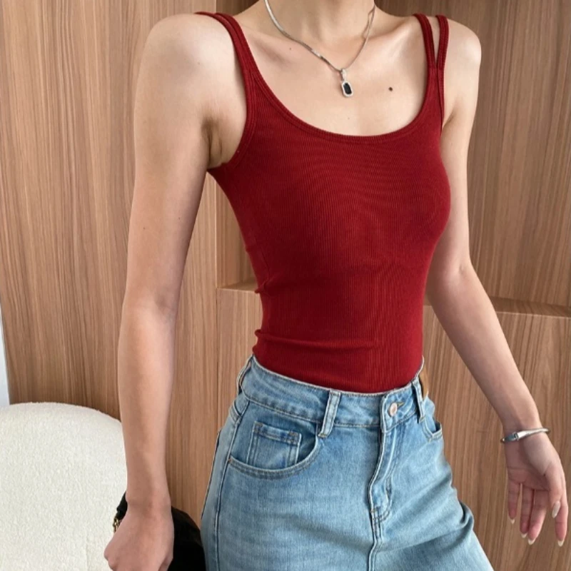 

Tops Women Tanks Top U Neck Sleeveless Camis Sexy Y2k Streetwear Crop Tops Sling Elegant Splice Party Night Work Slim Y2k 2025