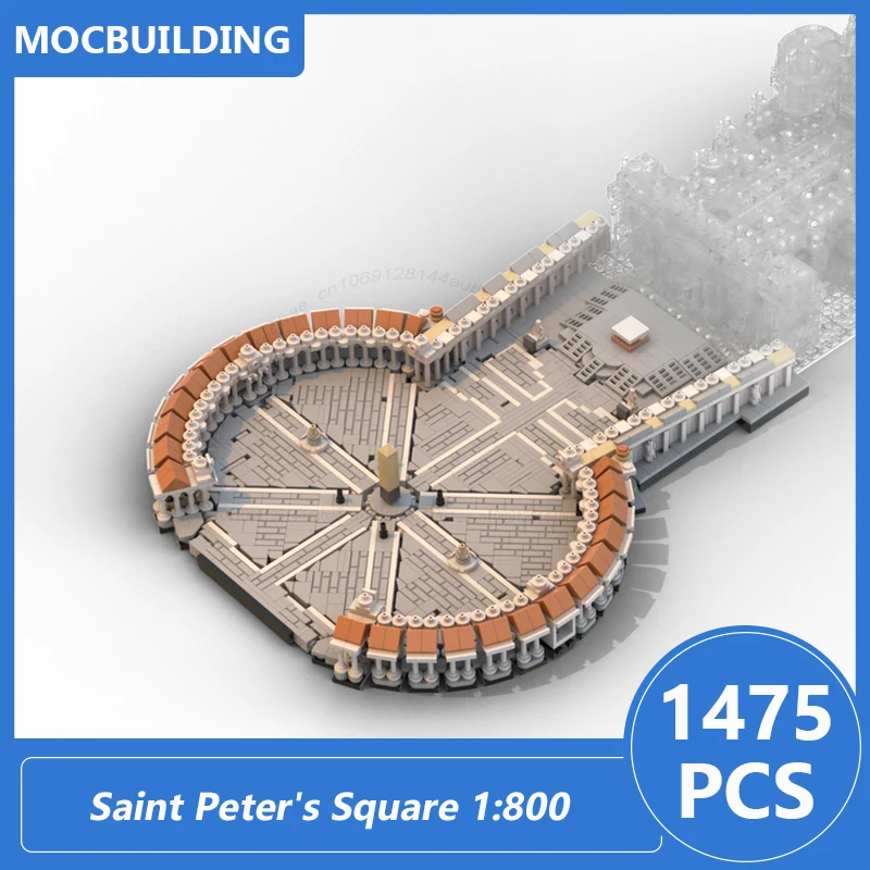 

Saint Peter's Square 1:800 Scale Model Moc Building Blocks Diy Assemble Bricks Collection Display Architecture Toy Gift 1475PCS