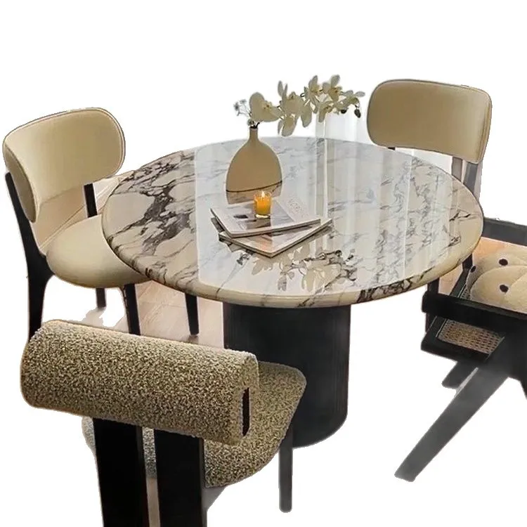 #French Marble Modern Luxury Dining Table And Chair Set With Eco-Friendly Features