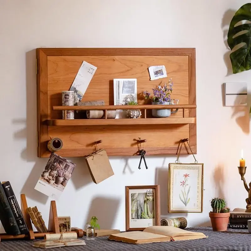 Creative black walnut meter box decoration cover Japanese storage distribution rack with hook