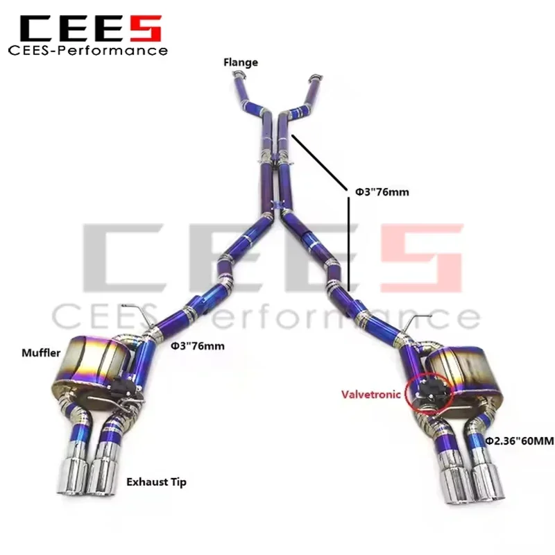 CEES Titanium Valvetronic Exhaust Mufflers for BMW M6 E63 V10 5.0L 2006-2010 Sport Exhaust System Exhaust Pipe Accessories