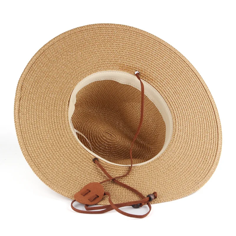 Men\'s Paper Straw Big brim Straw Hat Summer Sunscreen Sunshade Hat Panama Straw Hat Outdoor Travel Sun Hat Hat for Women